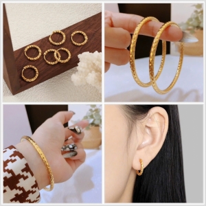 TT11605-Set titan chạm ( Vòng tay , Bông tai )