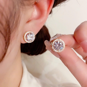 PKC5791- Bông tai 925 cao cấp 5 tròn đá