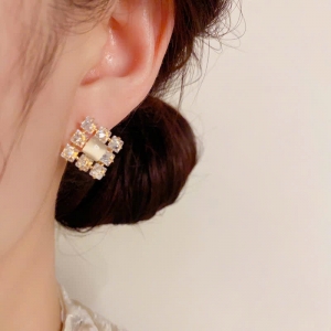 PKC5794- Bông tai 925 cao cấp đá mắt mèo vuông