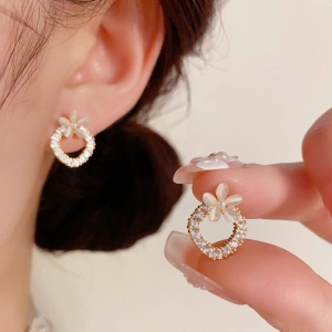 PKC5795- Bông tai 925 cao cấp hoa mắt mèo phối mặt đá