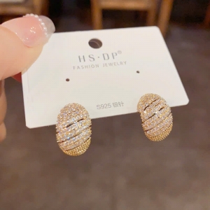PKC5804- Bông tai 925 cao cấp mo tròn phối đá