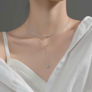TTC11703-Dây chuyền titan layer mảnh phối bi màu bạc