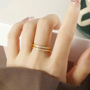 TTC11750-Nhẫn titan 2 hàng đá ( size 5678  )