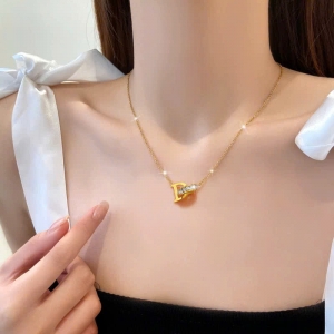 TTC11783-Dây chuyền titan D lồng khoen đá