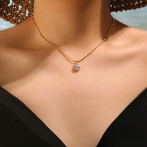TTC11787-Dây chuyền titan đá giọt nước  ( màu vàng )