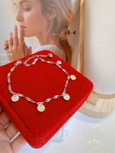 TTN11828-Lắc chân titan thẻ tròn Lucky