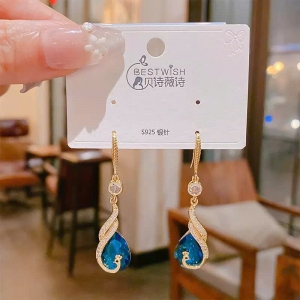 PKC5897 - Bông tai cao cấp 925 công bọc đá xanh