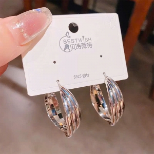 PKC5921 - Bông tai cao cấp 925 khoen bạc chéo