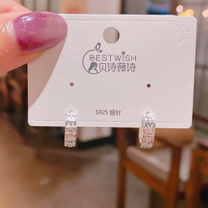 PKC5924 - Bông tai cao cấp 925 khoen khắc hình lá