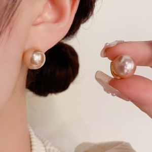 PKC5931 - Bông tai cao cấp 925 trai ánh đồng khoen bấm