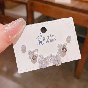 PKC5956 - Set bông tai cao cấp 925 nơ cầu đá
