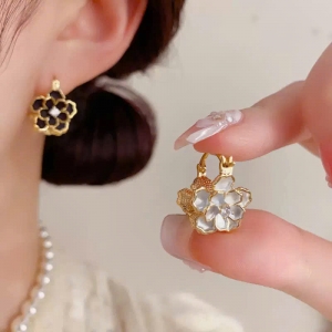 Bông tai cao cấp 925 hoa trà 2 mặt