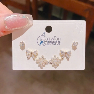 Set bông tai cao cấp 925 đá nơ xinh