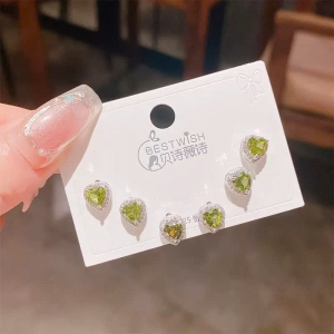 Set bông tai cao cấp 925 tim đá xanh rêu