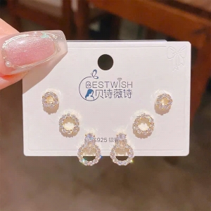 Set bông tai cao cấp 925 tròn rỗng full đá