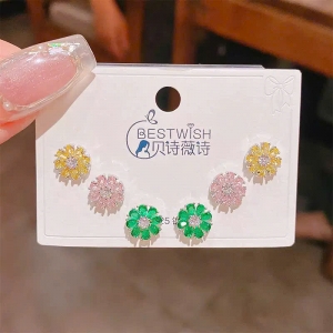 Set bông tai cao cấp hoa 3 màu