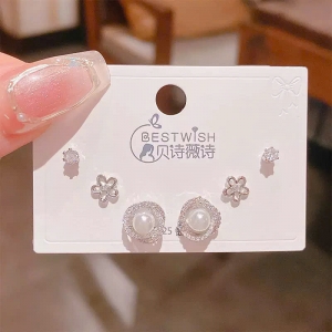 Set bông tai cao cấp 925 xoắn trai - hoa nhí