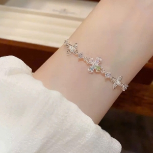 Lắc tay cao cấp hoa đá mix màu dây rút